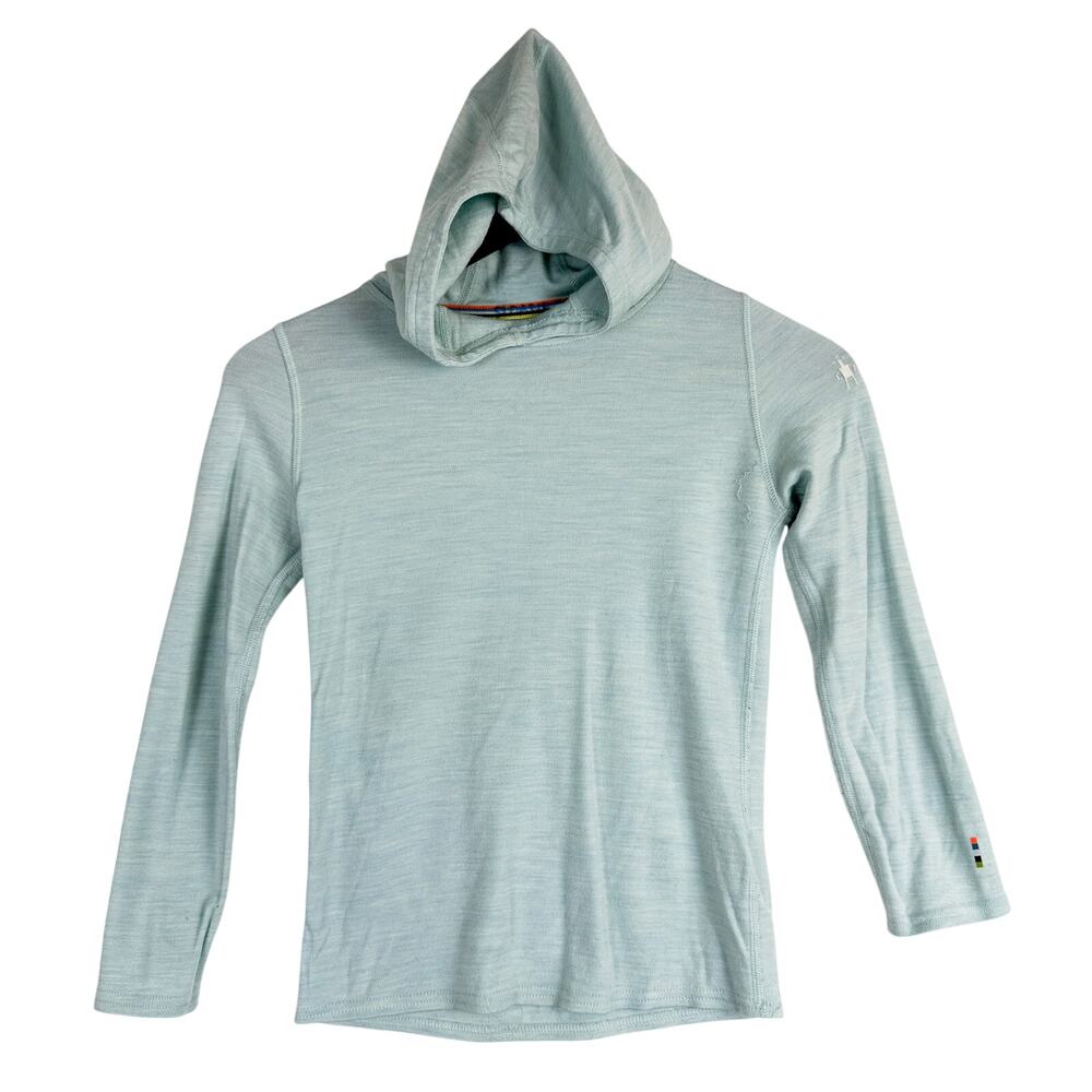 Smartwool Kids Merino 250 Wool Pullover Hoodie Blue Green - L 11-12